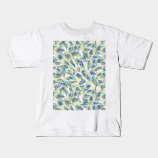 Minimalist Leaf Line Art Illustration as a Seamless Surface Pattern Design Kids T-Shirt